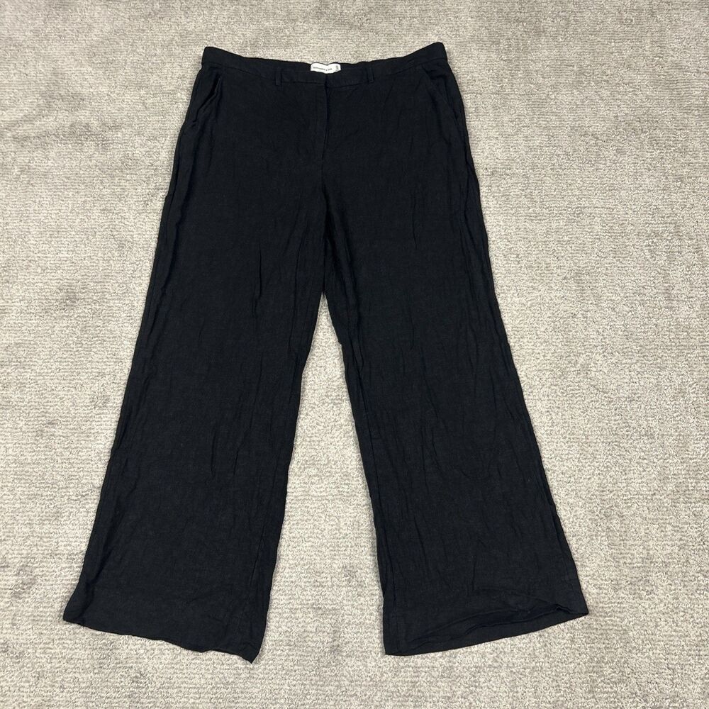 Abercrombie & Fitch Pants Womens 16 Long 33 Linen Blend Wide Leg Trousers Black